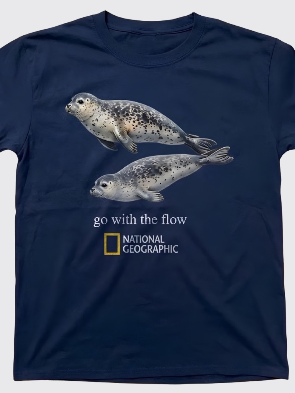 National Geographic Navy "Go With The Flow" Seal T-Shirt